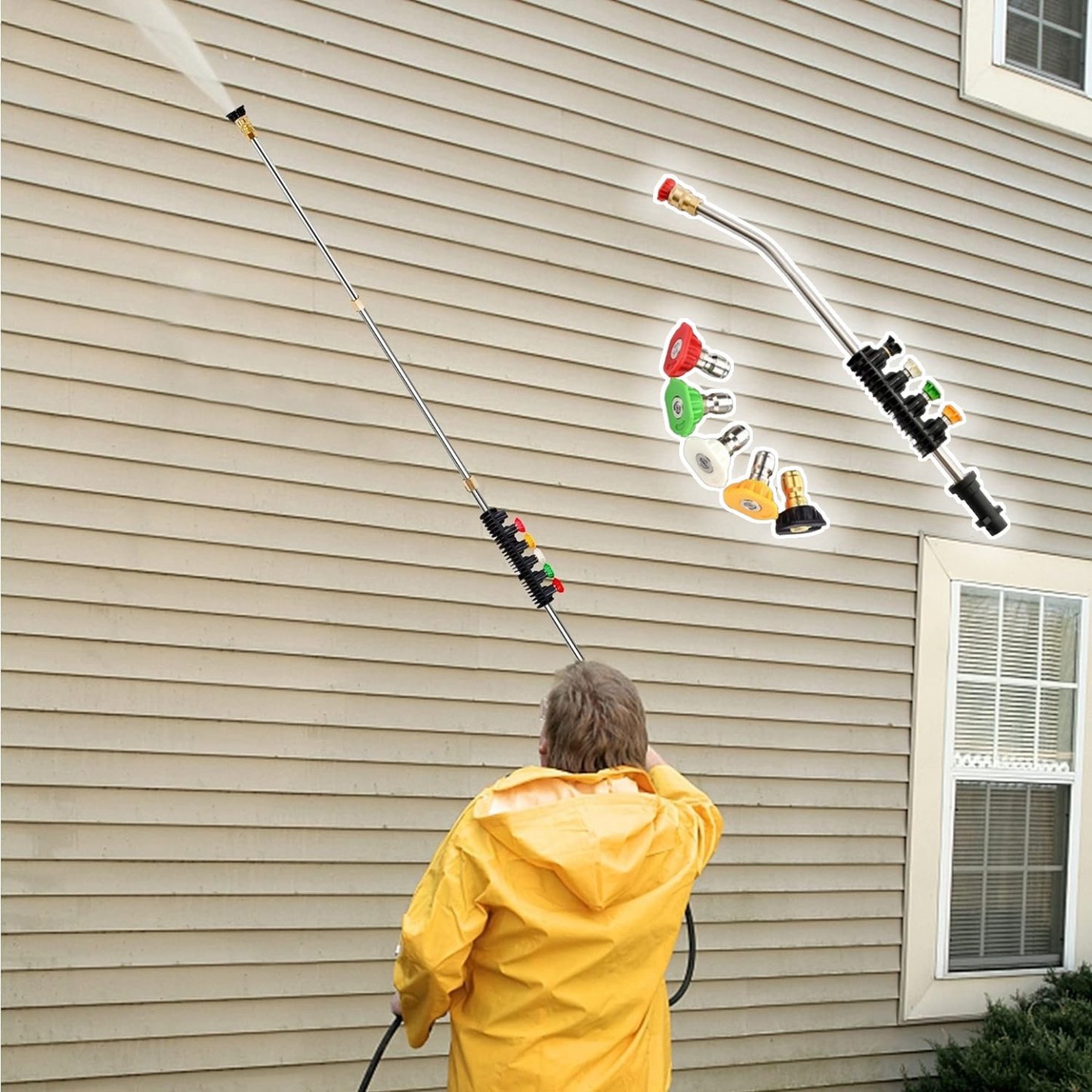 4000 PSI Telescoping High Pressure Washer Wand Set for Gutter & Roof D