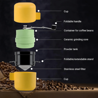 🎉Portable Coffee Maker For Travel With Manual Grinder☕