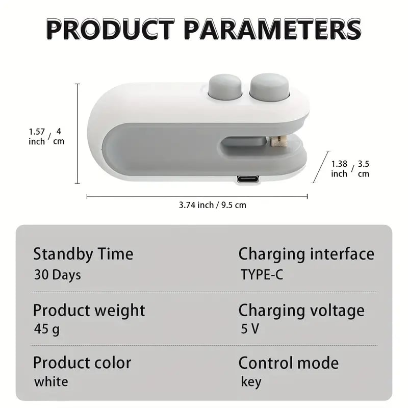 Small 2-in-1 Rechargeable Magnetic Snack Sealer Household Mini Sealing Machine
