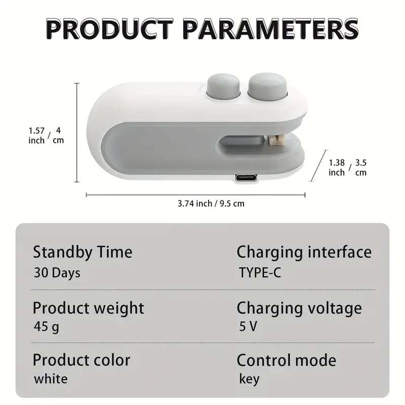 Small 2-in-1 Rechargeable Magnetic Snack Sealer Household Mini Sealing Machine