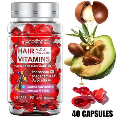 POEROES 40 Capsules Hair Oil With Argan Avocado & Moroccan Oil