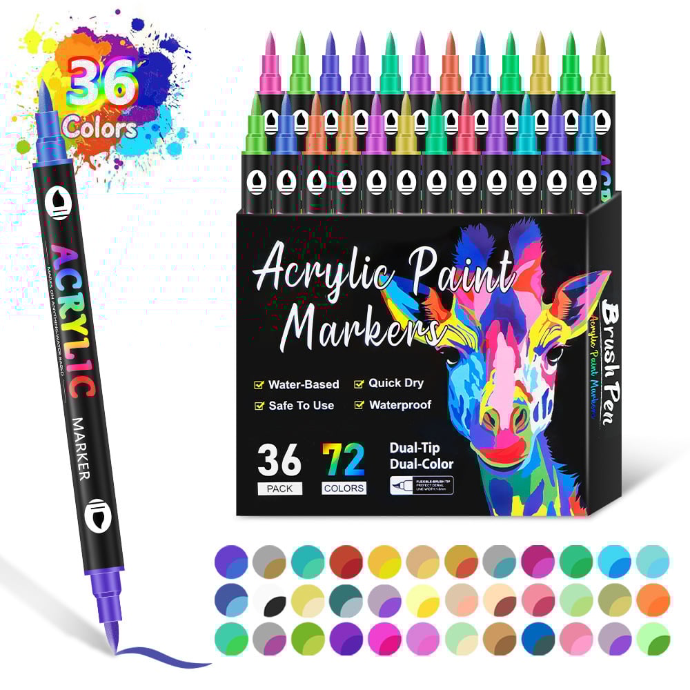 🔥Last Day Promotion - Dual Tip Acrylic Paint Pen Marker - 24/48/72Colours