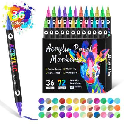 🔥Last Day Promotion - Dual Tip Acrylic Paint Pen Marker - 24/48/72Colours