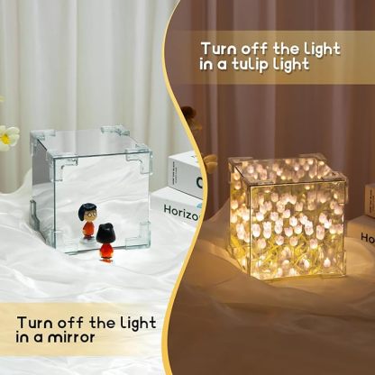 🌷Handmade DIY- Magic Cube Tulips Flower Table Lamp and Mirror 2 in 1💡