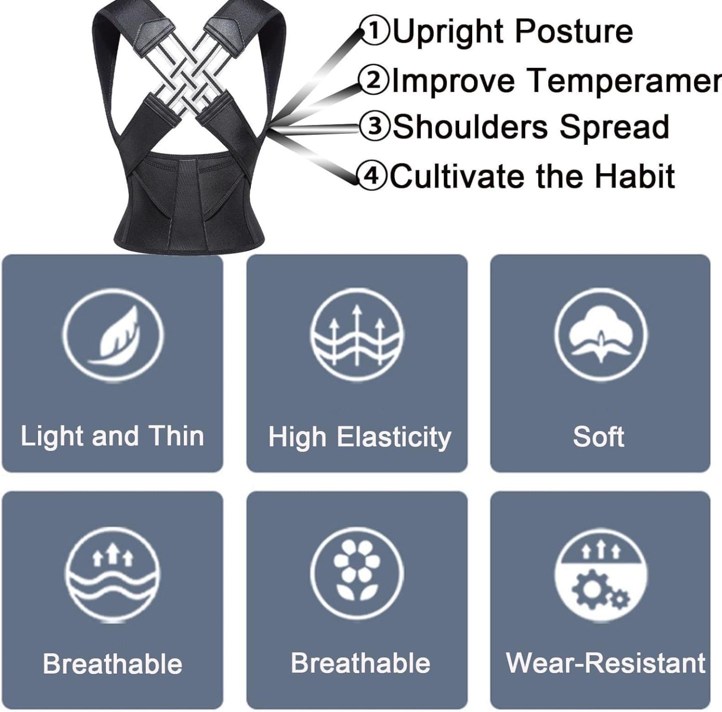 Adjustable Back Posture Belt for Men and Women| Shoulder, Back Support Belt | Back Straightener Brace For Spine & Body Posture Correction | Clavicle Support | Universal Size