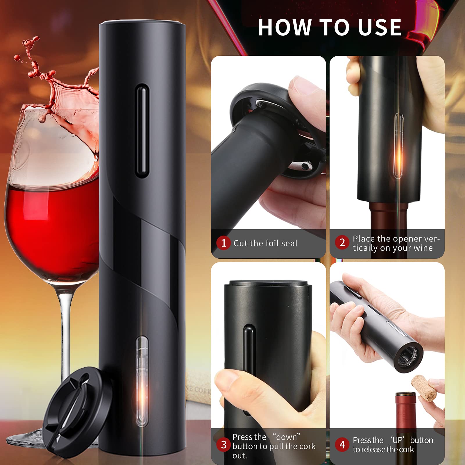 Electric Bottle Opener Set for Home Gift Party Valentine's Day