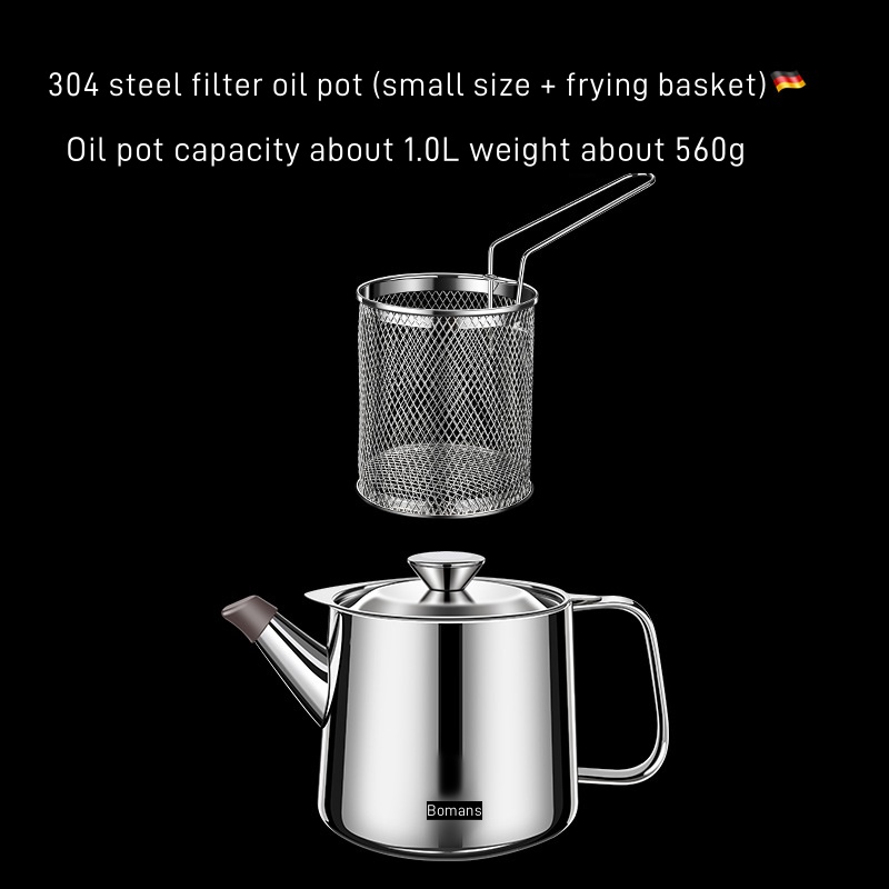 2-in-1 304 Stainless Steel Multifunctional Oil Strainer Pot