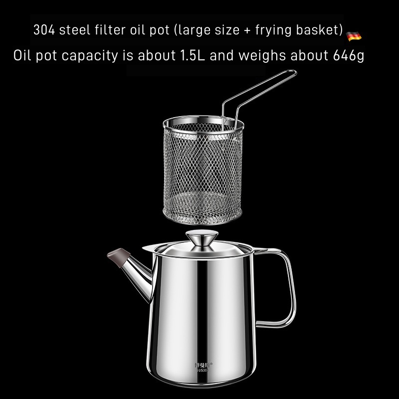 2-in-1 304 Stainless Steel Multifunctional Oil Strainer Pot