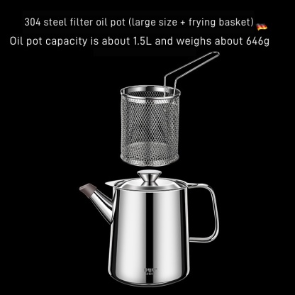 2-in-1 304 Stainless Steel Multifunctional Oil Strainer Pot