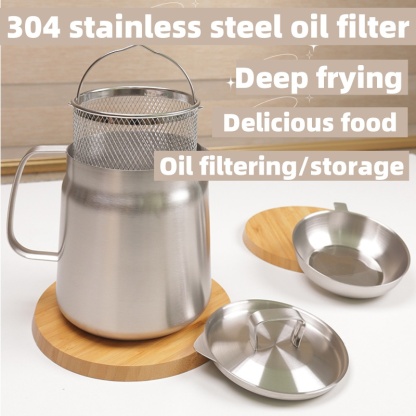2-in-1 304 Stainless Steel Multifunctional Oil Strainer Pot