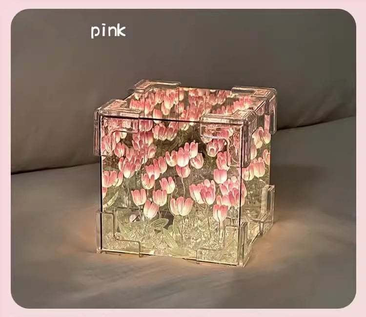 🌷Handmade DIY- Magic Cube Tulips Flower Table Lamp and Mirror 2 in 1?
