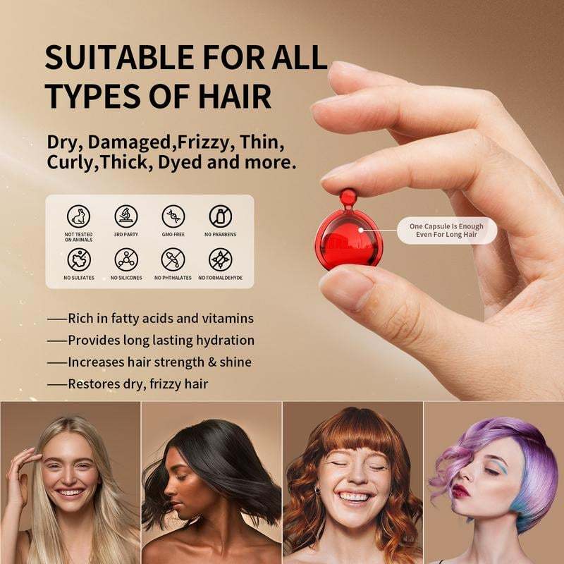 POEROES 40 Capsules Hair Oil With Argan Avocado & Moroccan Oil