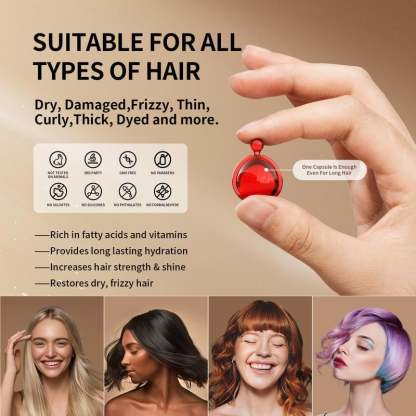 POEROES 40 Capsules Hair Oil With Argan Avocado & Moroccan Oil