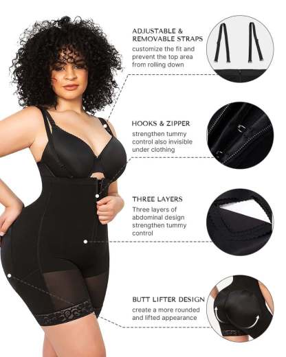 Compression Shapewear Open Bust Tummy Control with Zipper