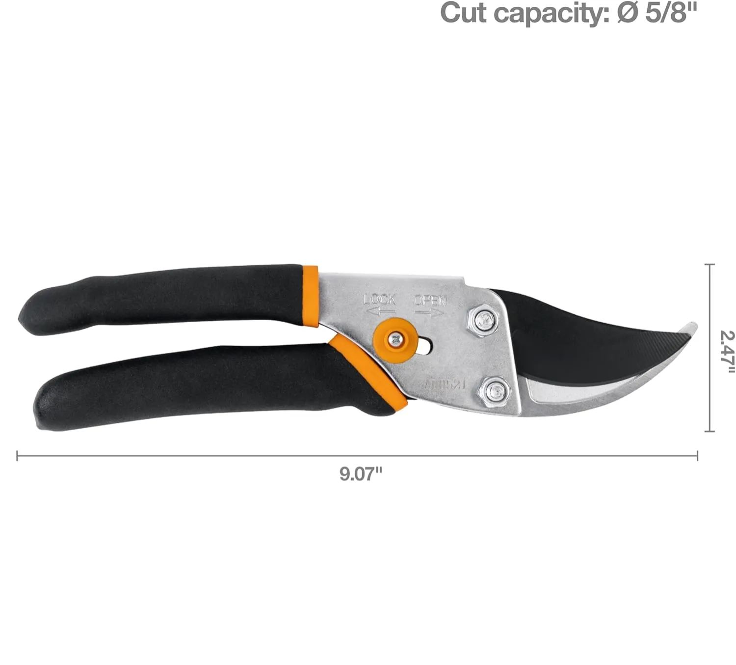 Fiskars Bypass Pruning Shears, 5/8-Inch Cut Capacity Garden Clippers, Gardening Scissors with Sharp, Rust Resistant Steel Blade