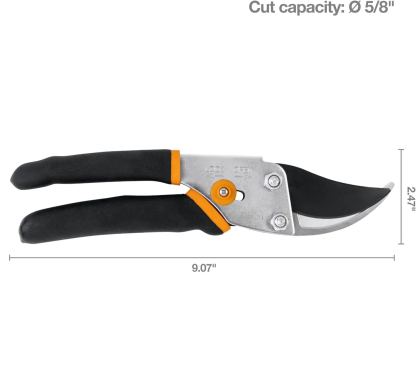 Fiskars Bypass Pruning Shears, 5/8-Inch Cut Capacity Garden Clippers, Gardening Scissors with Sharp, Rust Resistant Steel Blade