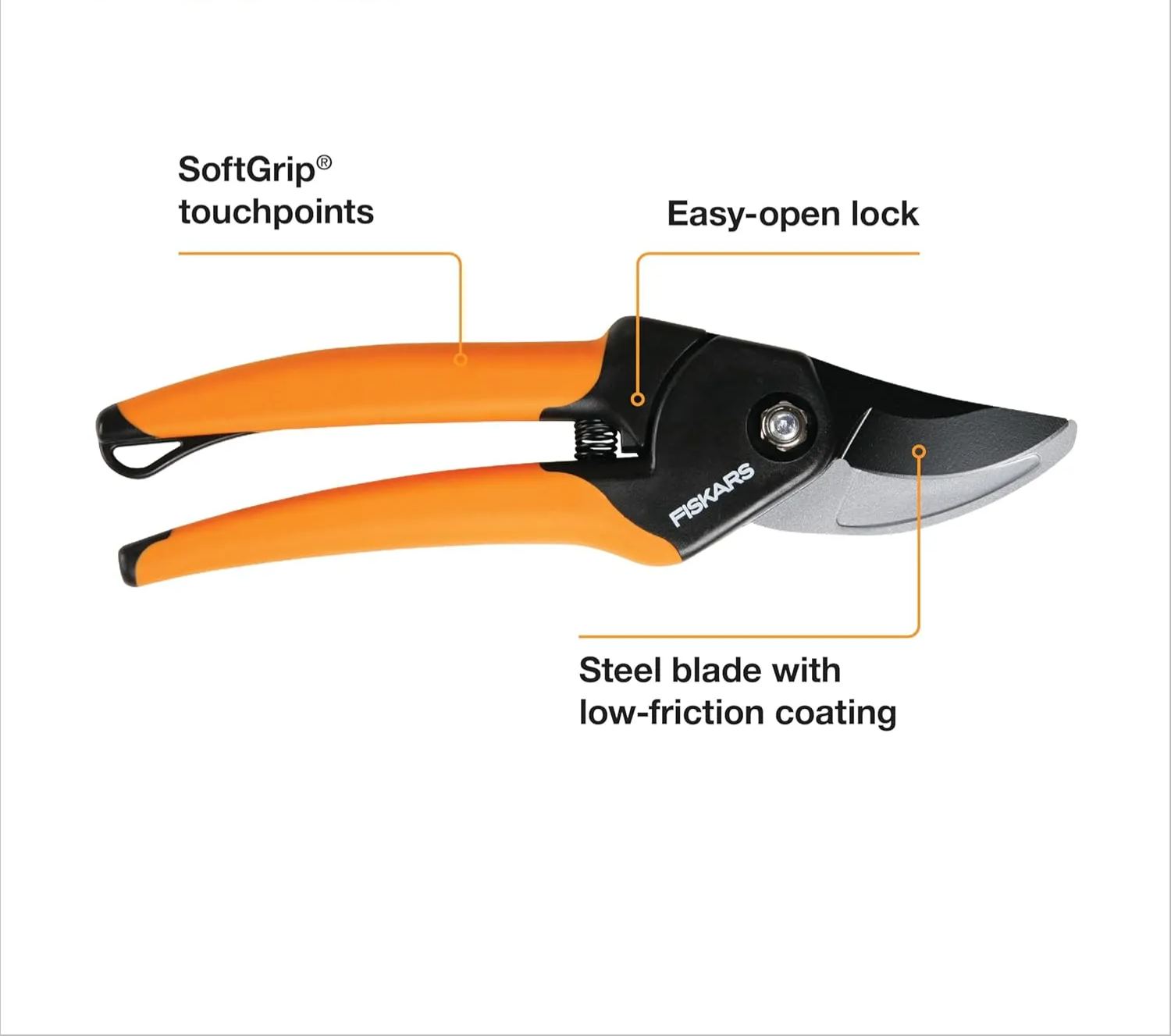 Fiskars Bypass Pruning Shears, 5/8-Inch Cut Capacity Garden Clippers, Gardening Scissors with Sharp, Rust Resistant Steel Blade