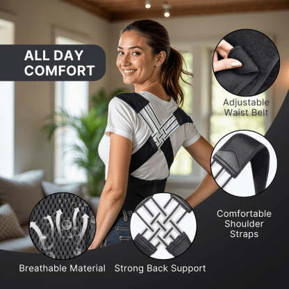 Adjustable Back Posture Belt for Men and Women| Shoulder, Back Support Belt | Back Straightener Brace For Spine & Body Posture Correction | Clavicle Support | Universal Size