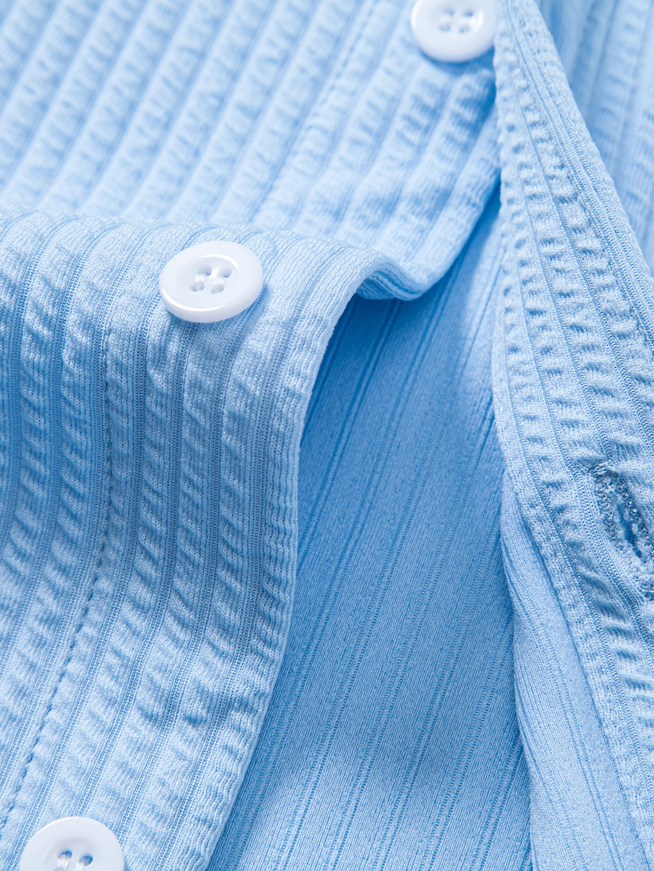 Herren Langarm Muskel-Fit Ripp-Button-Up Gestreiftes Hemd-deurabatt