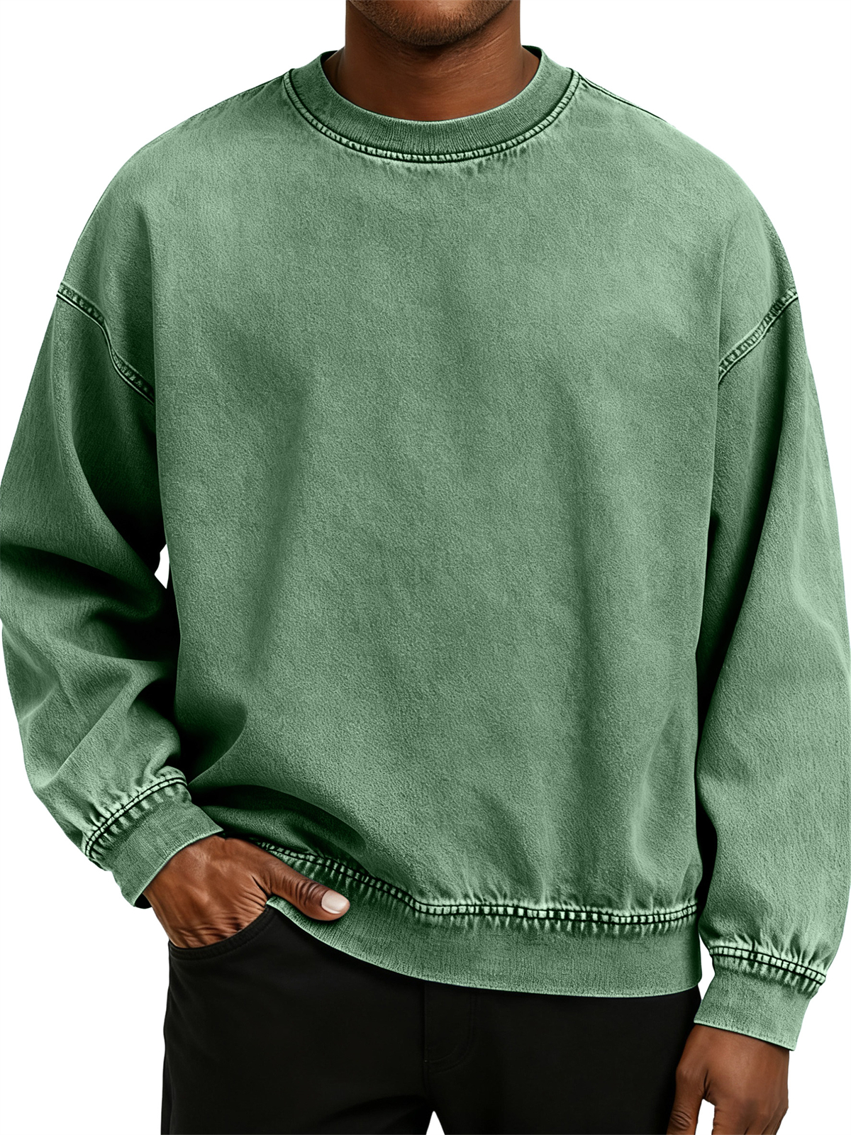 Herren Retro Gewaschen Zerrissene Baumwolle Rundhals Langarm Sweatshirt-deurabatt