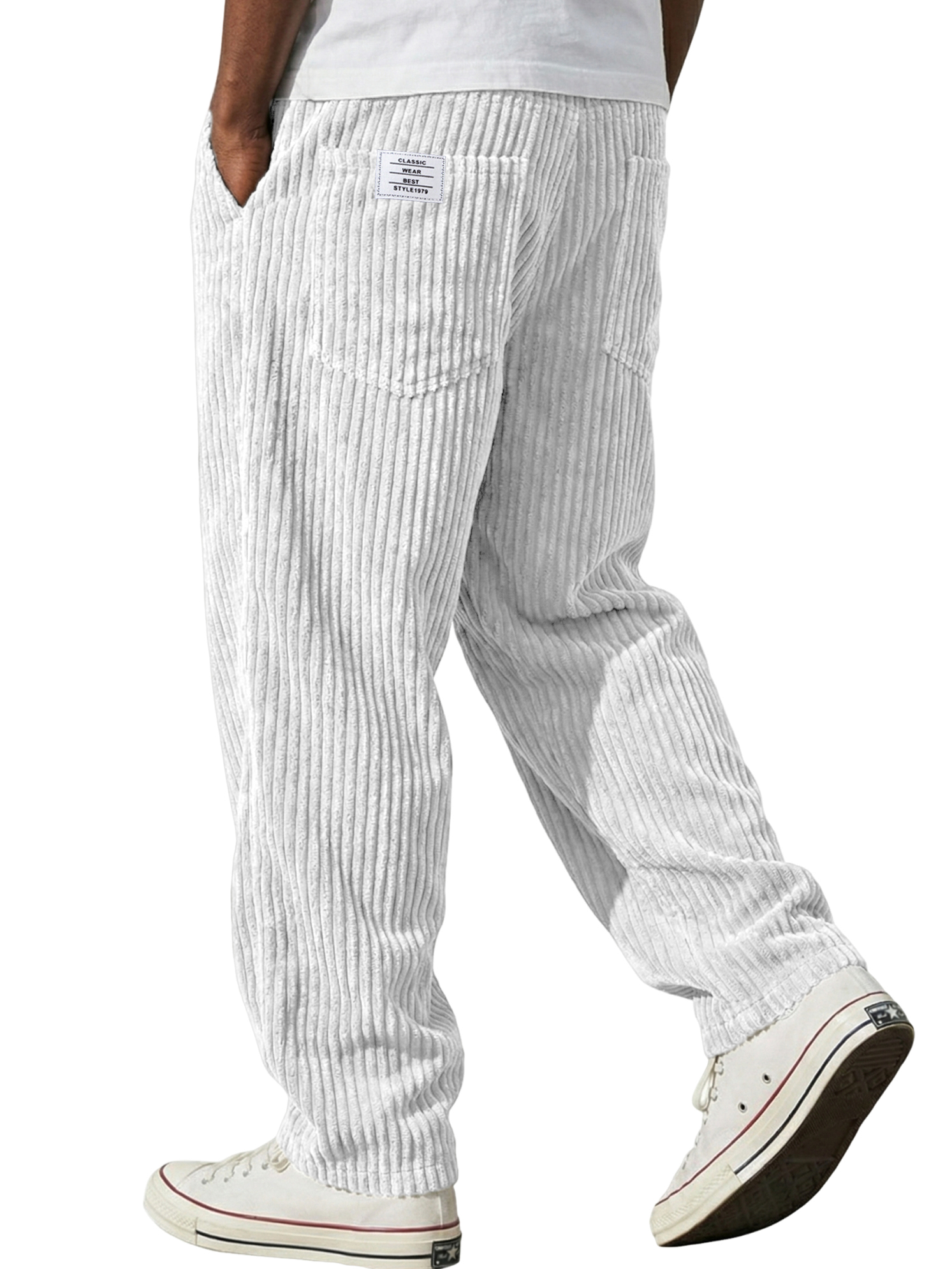 Herren Vintage-Stil Corduroy Texturiert Freizeit Bestickte Hose-deurabatt