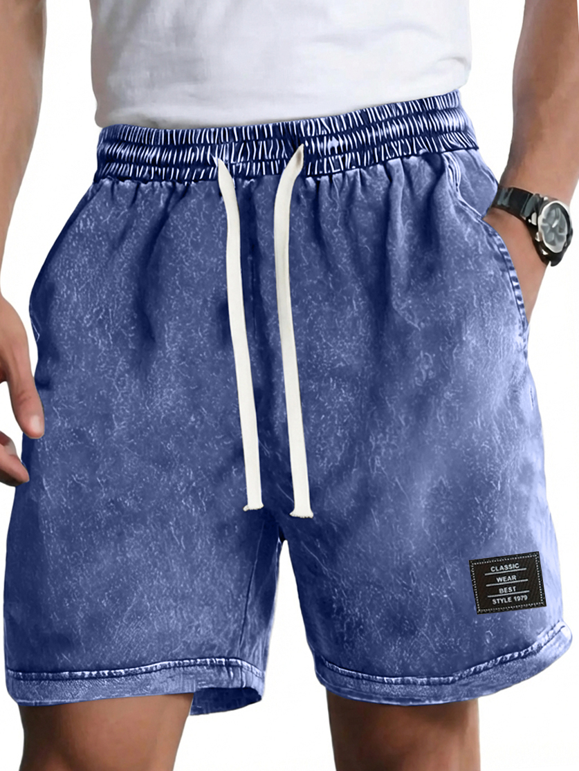 Herren Vintage gewaschene, distressed Baumwolle bestickte Logo Mehrfachtaschen Shorts-Mode & Komfort