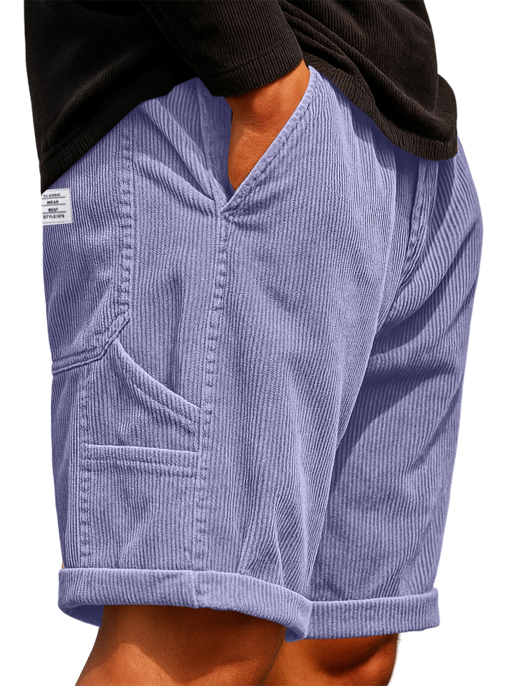 Herren Praktische Mehrfach-Taschen Cargo-Shorts Corduroy Besticktes Logo Stilvolle Lockere Alltags-Shorts-deurabatt