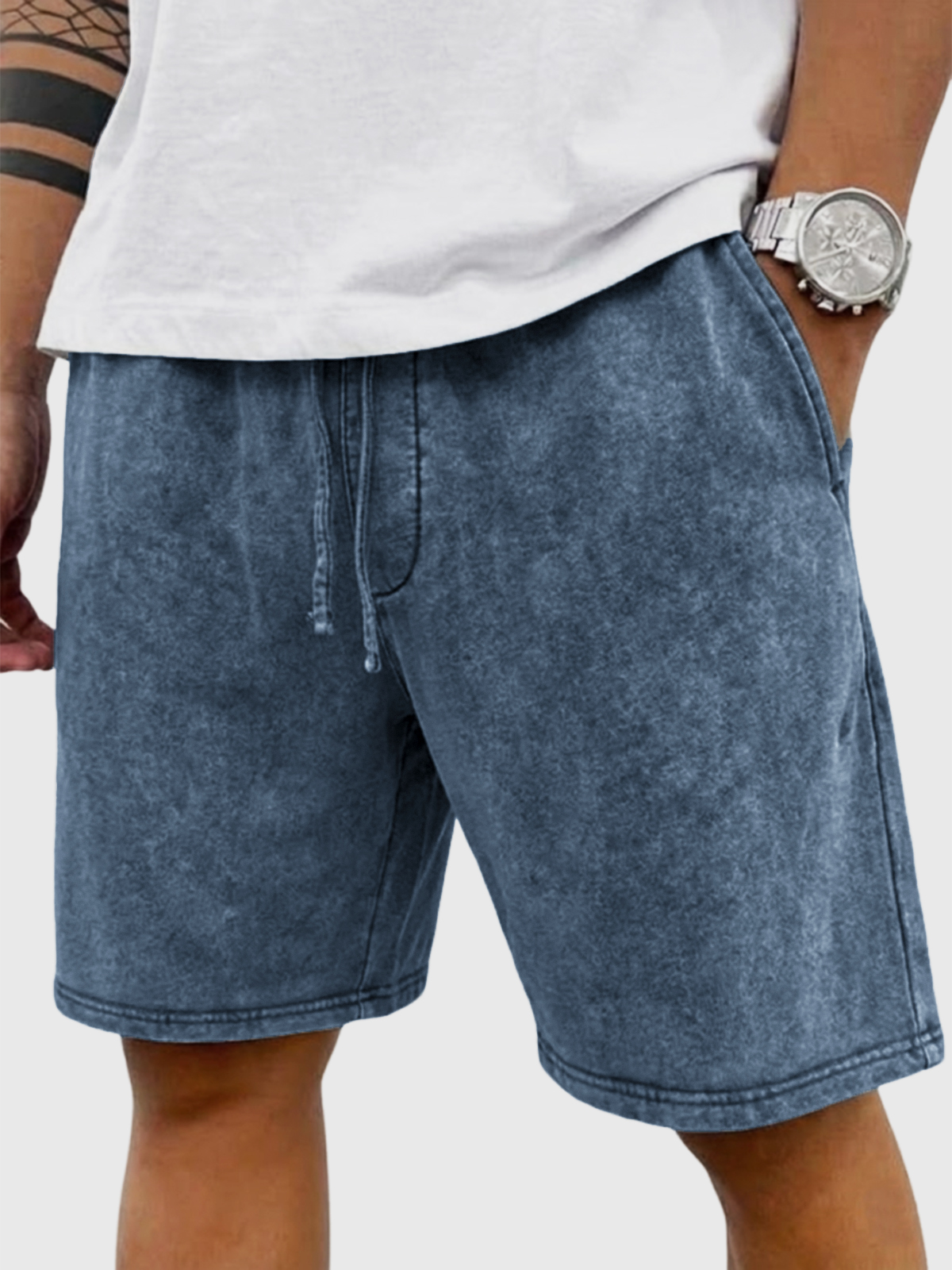 Herren Stilvolle Vintage Schwergewicht Baumwolle Freizeit Schnürshorts-Mode & Komfort
