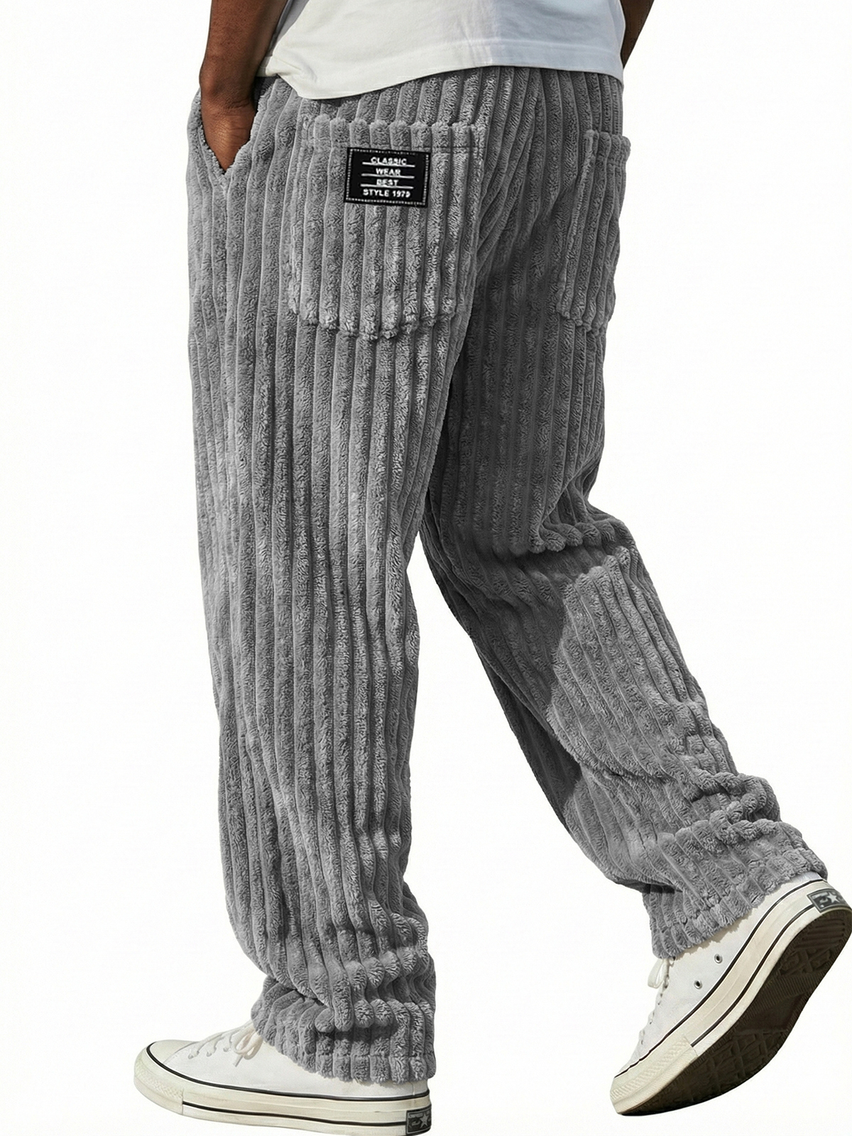 Stylische Vintage Corduroy Komforthose mit Stickerei-deurabatt
