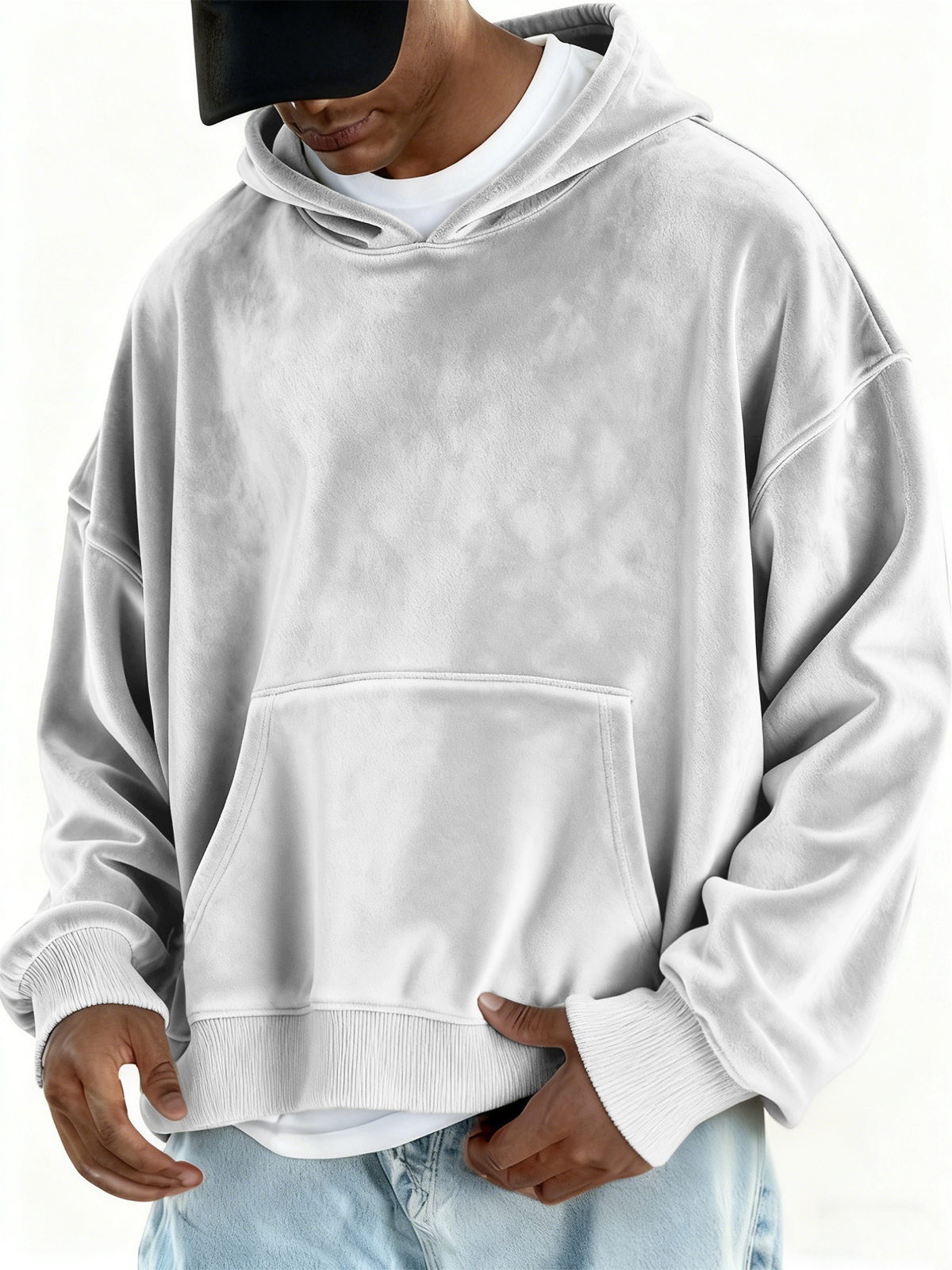 Stilvoller Basic-Kapuzenpullover aus Samt-deurabatt