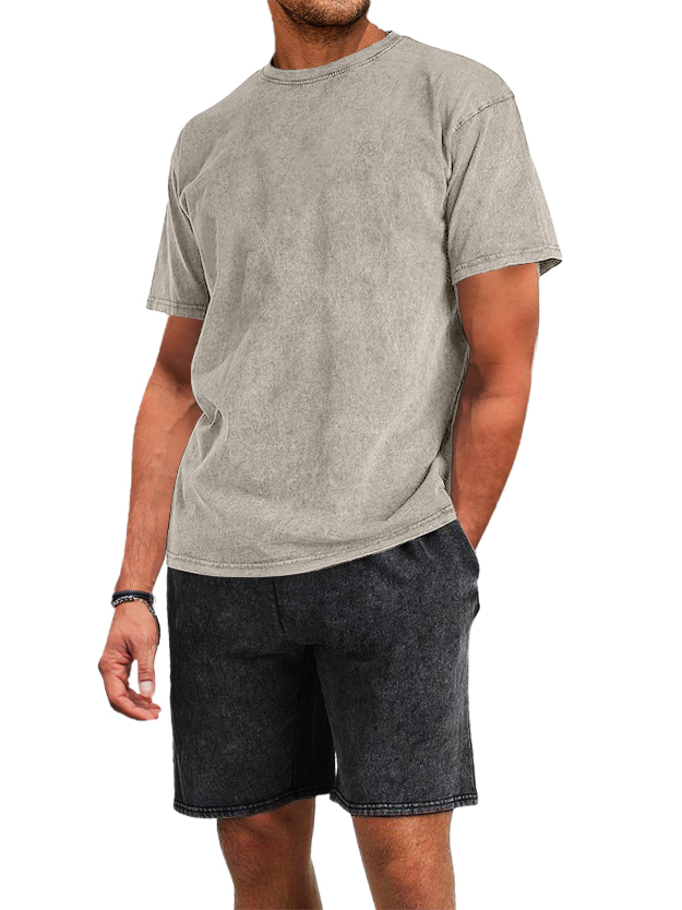 Herren Baumwolle gewaschen und distressed Batik T-Shirt Shorts 2-teiliges Set-deurabatt