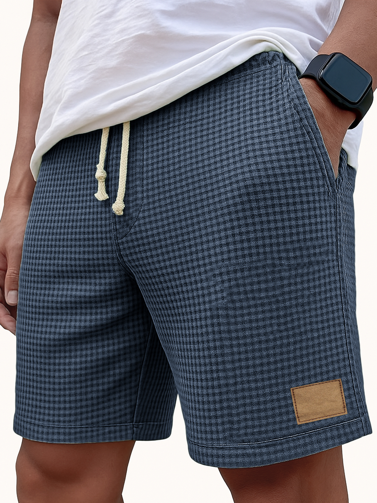 Herren Bequeme Waffel Vintage Besticktes Logo Lässige Schnürung Lockere Shorts-Mode & Komfort