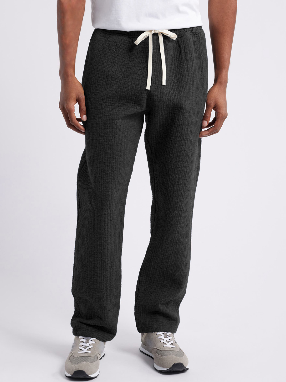 Herren Atmungsaktive Seersucker-Hosen Lässige Urlaub Grundlegende Jogginghosen mit Seitentaschen-Mode & Komfort