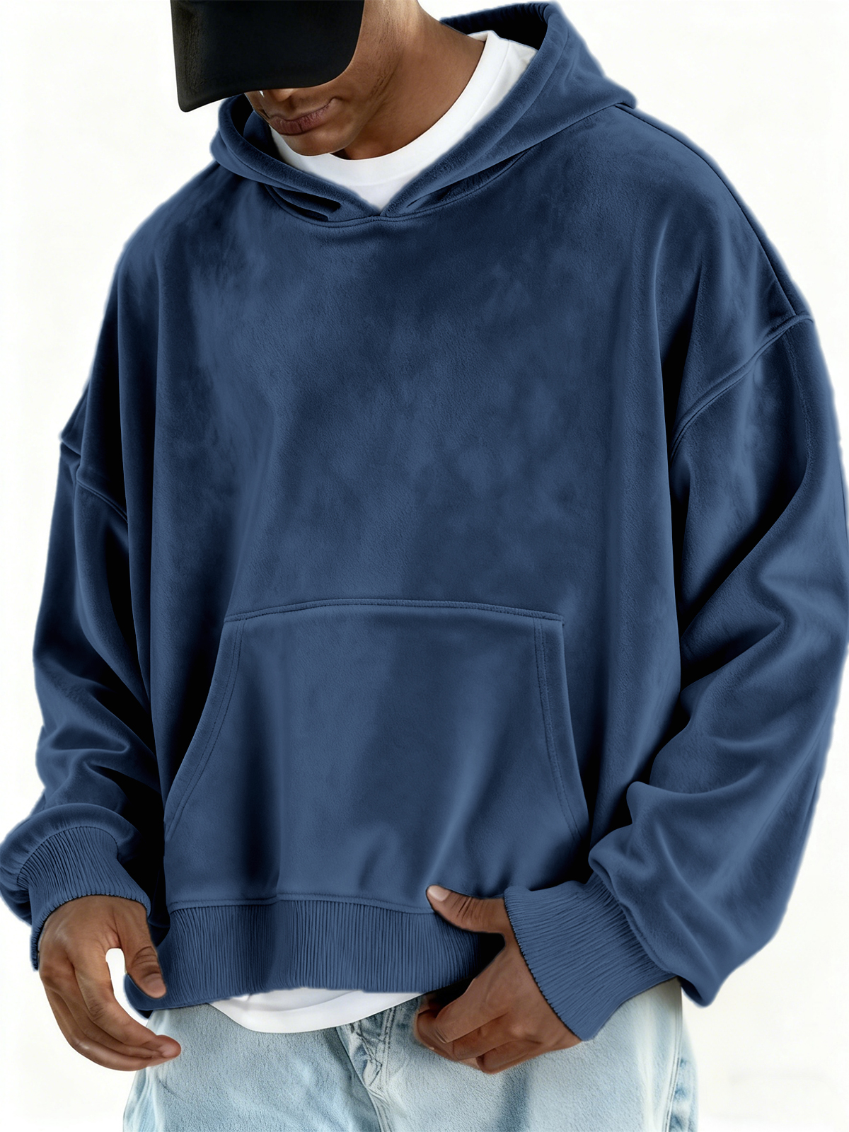 Stilvoller Basic-Kapuzenpullover aus Samt-deurabatt