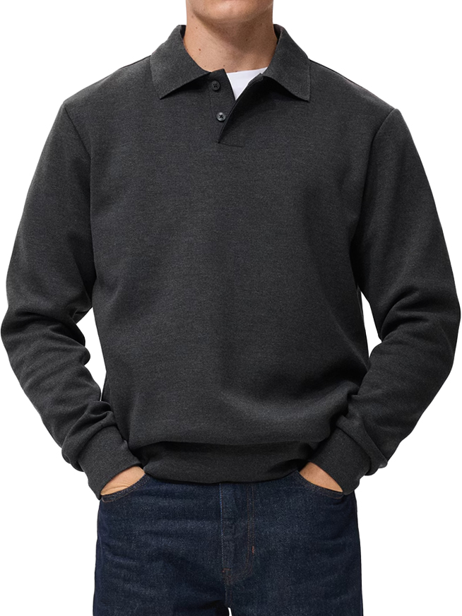 Herren Bequeme Alltagskragen Knopf-Down Freizeit Langarm Polohemd-deurabatt