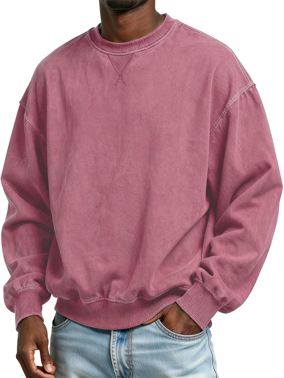 Herren 100% Baumwolle Retro Casual Gewaschen Abgenutzt Rundhals Langarm Sweatshirt-deurabatt