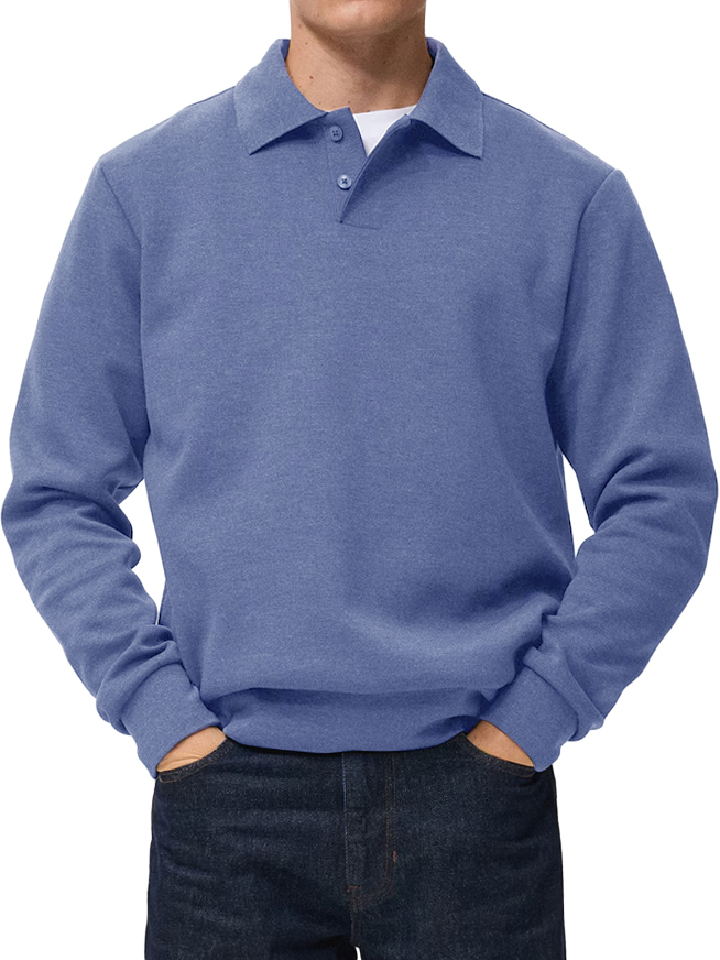 Herren Bequeme Alltagskragen Knopf-Down Freizeit Langarm Polohemd-deurabatt