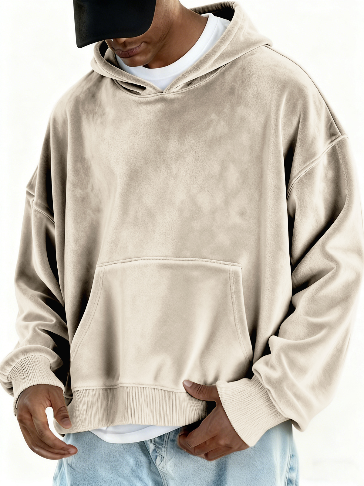 Stilvoller Basic-Kapuzenpullover aus Samt-deurabatt