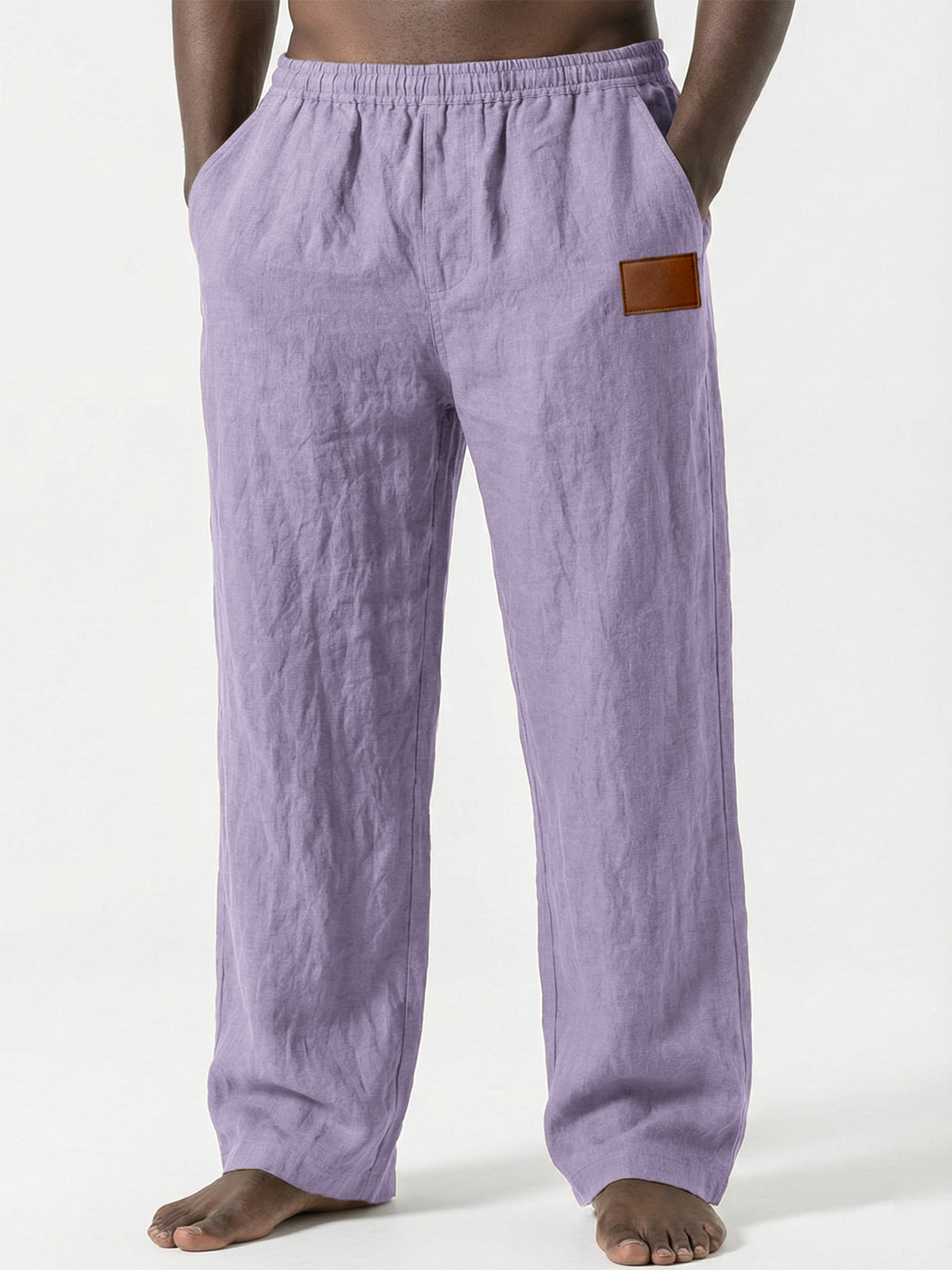 Atmungsaktive Leinenhose mit Lederstickerei-deurabatt