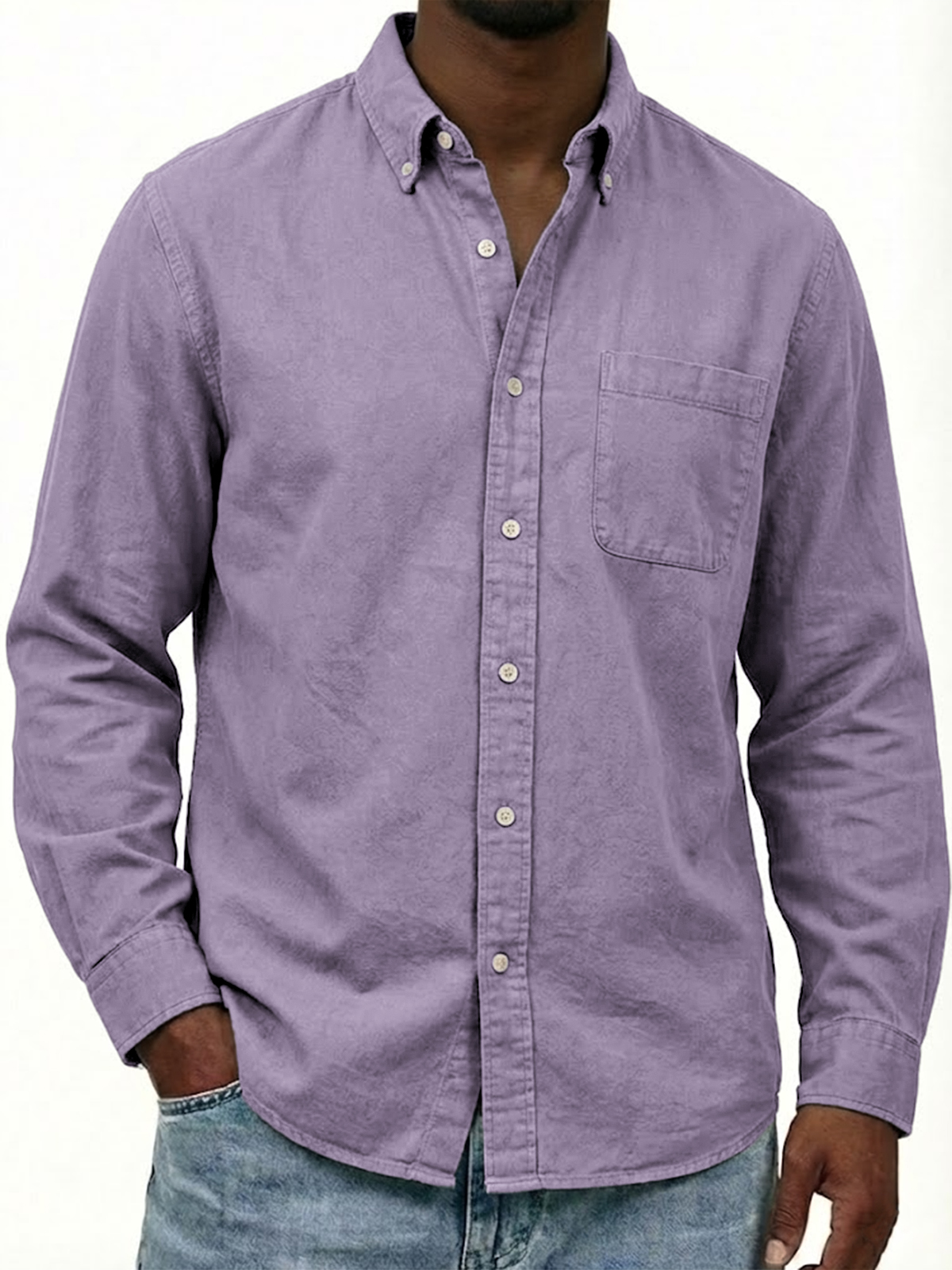 Herren Arbeitskleidung Baumwolle Oxford Button-down Langarm Freizeit Hemd mit Taschen-deurabatt