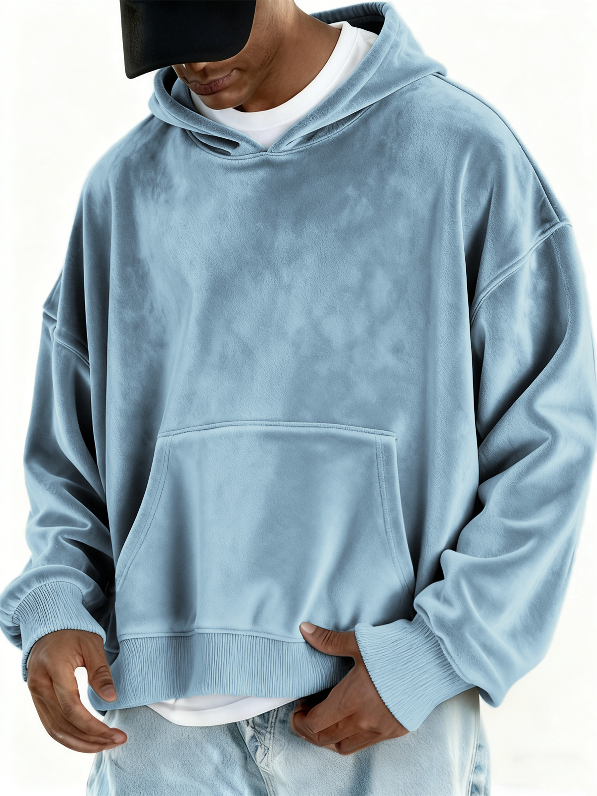 Stilvoller Basic-Kapuzenpullover aus Samt-deurabatt