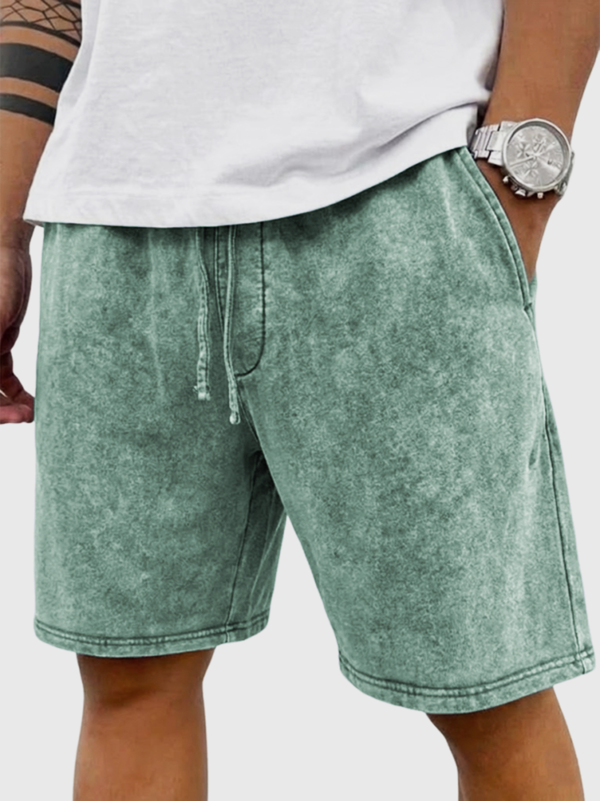Herren Stilvolle Vintage Schwergewicht Baumwolle Freizeit Schnürshorts-Mode & Komfort