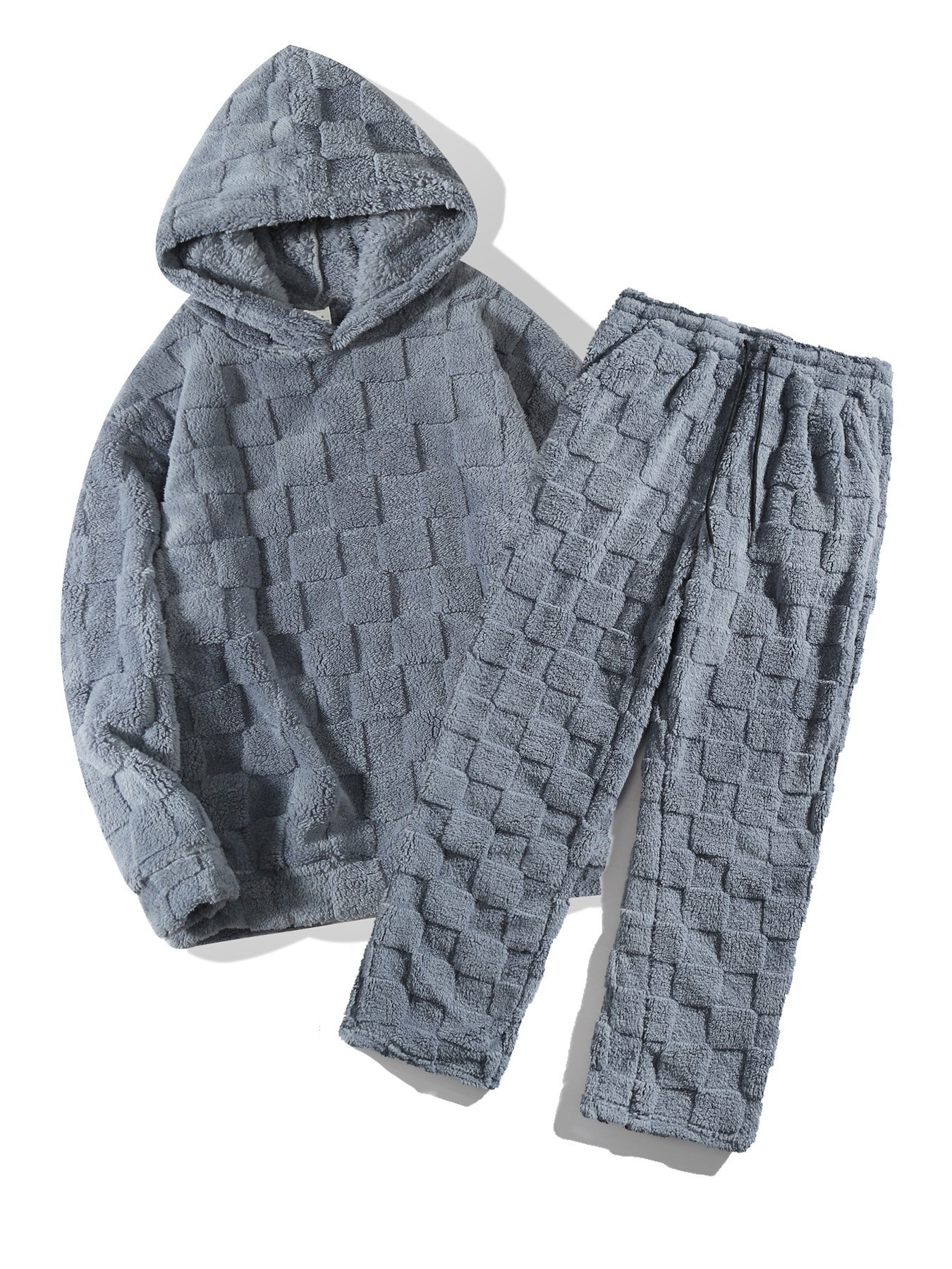 Herren Wende-Fleece Kapuzenpullover und Hose Zwei-Teile-Set-deurabatt