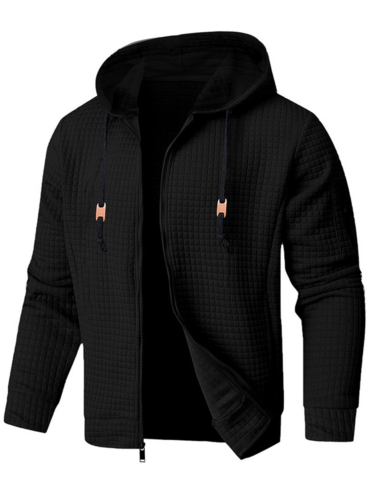Herren Full Zip Waffle Sweatshirt Freizeitjacke Hoodie-deurabatt