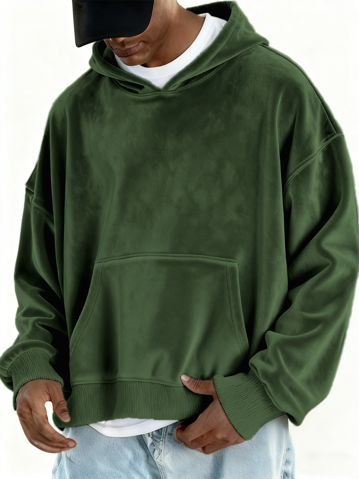 Stilvoller Basic-Kapuzenpullover aus Samt-deurabatt