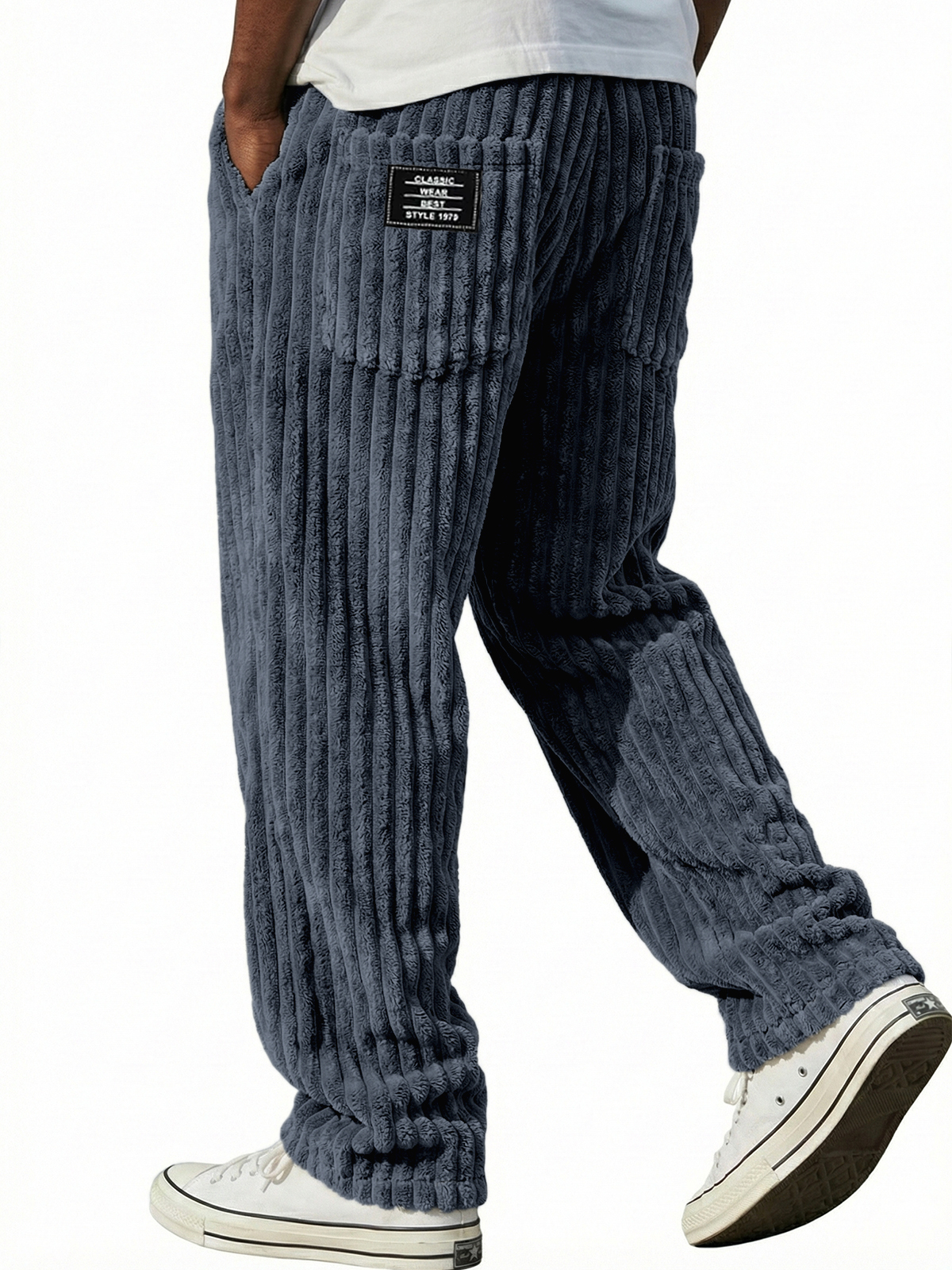 Stylische Vintage Corduroy Komforthose mit Stickerei-deurabatt