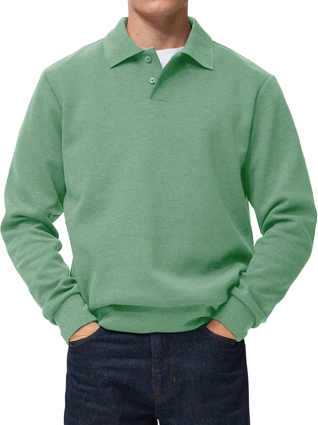 Herren Bequeme Alltagskragen Knopf-Down Freizeit Langarm Polohemd-deurabatt