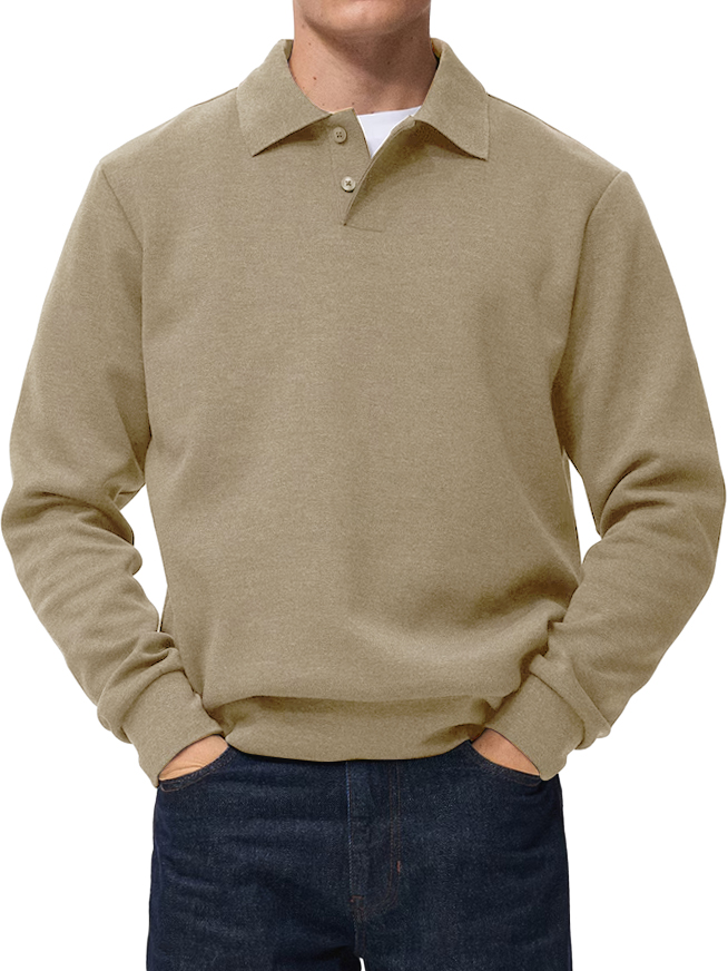 Herren Bequeme Alltagskragen Knopf-Down Freizeit Langarm Polohemd-deurabatt