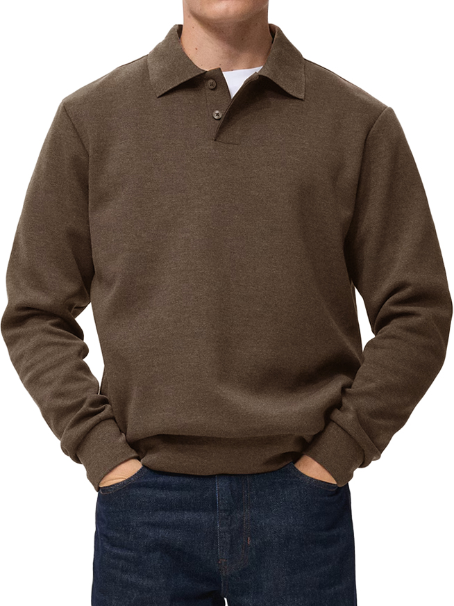 Herren Bequeme Alltagskragen Knopf-Down Freizeit Langarm Polohemd-deurabatt