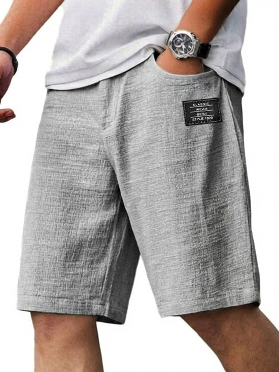 Modische, lässige Herren-Shorts aus Leinenimitat-deurabatt